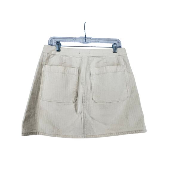 J.Crew Cream Button Front Mini Skirt High Rise Pockets coast Preppy Size 28 - Picture 6 of 6